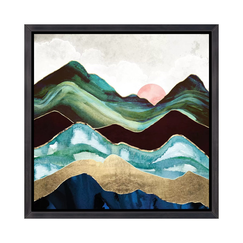 Velvet Mountains - imprimé, H 37 po x l 37 po x P 1,5 po, Cadre flottant noir patiné