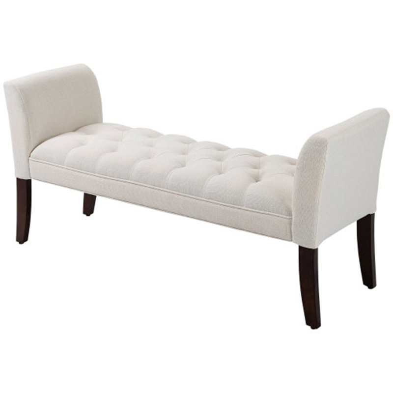 Dziadon Linen Upholstered Bench, Cream White
