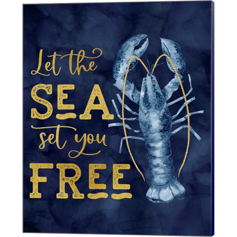 «Deep Blue Sea On Navy» par Tara Reed, art sur toile (ensemble de 3)