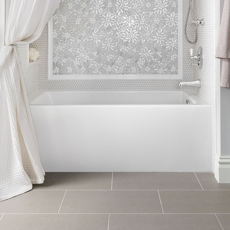 Sydney 72'' L Whirlpool Bathtub, Matte Black, Right, White