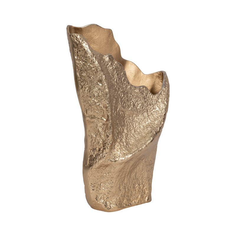 Unique Edge Metal Vase, 18" H x 11" W x 7" D
