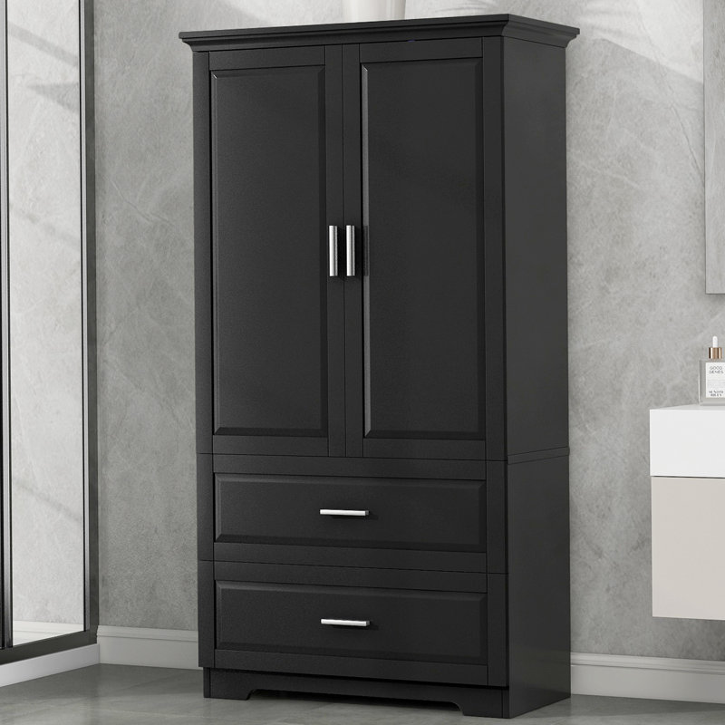 Armoire de salle de bain autoportante 63,2 po Young, Noir