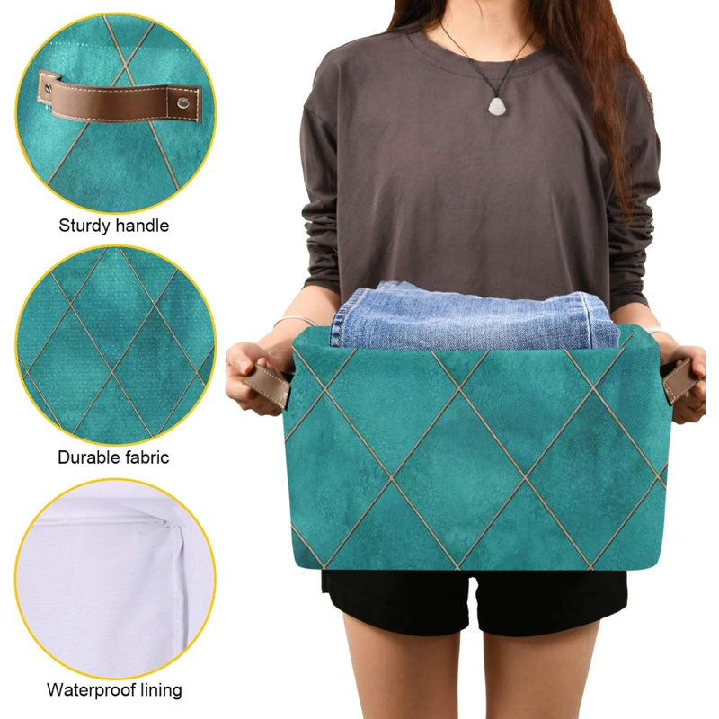 2-pack Teal Geometric Storage Bins