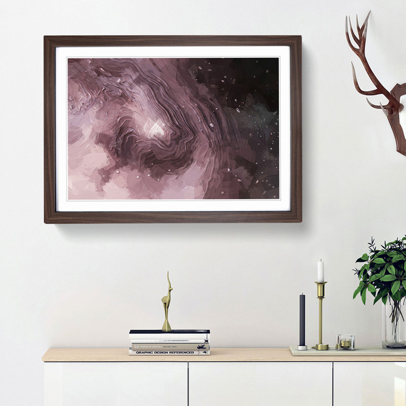 Swirling Passions in Abstract - Framed Print, 27cm H x 36cm W x 2cm D, Walnut Framed