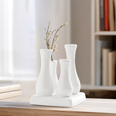 Vase en céramique 4 tubes Modern White