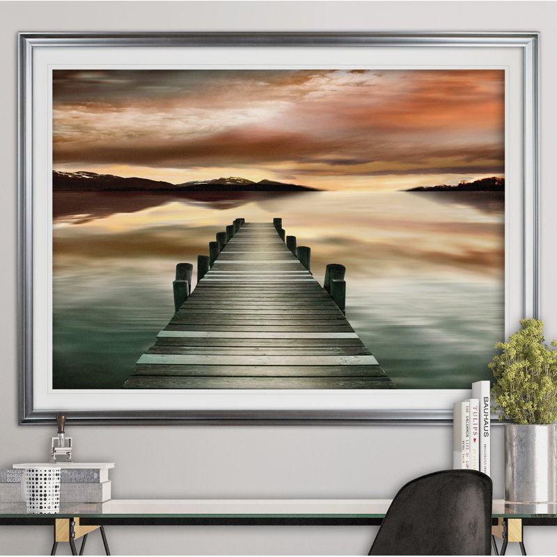 " Sunset Jetty ", Silver Framed, 31" H x 43" W x 1.5" D