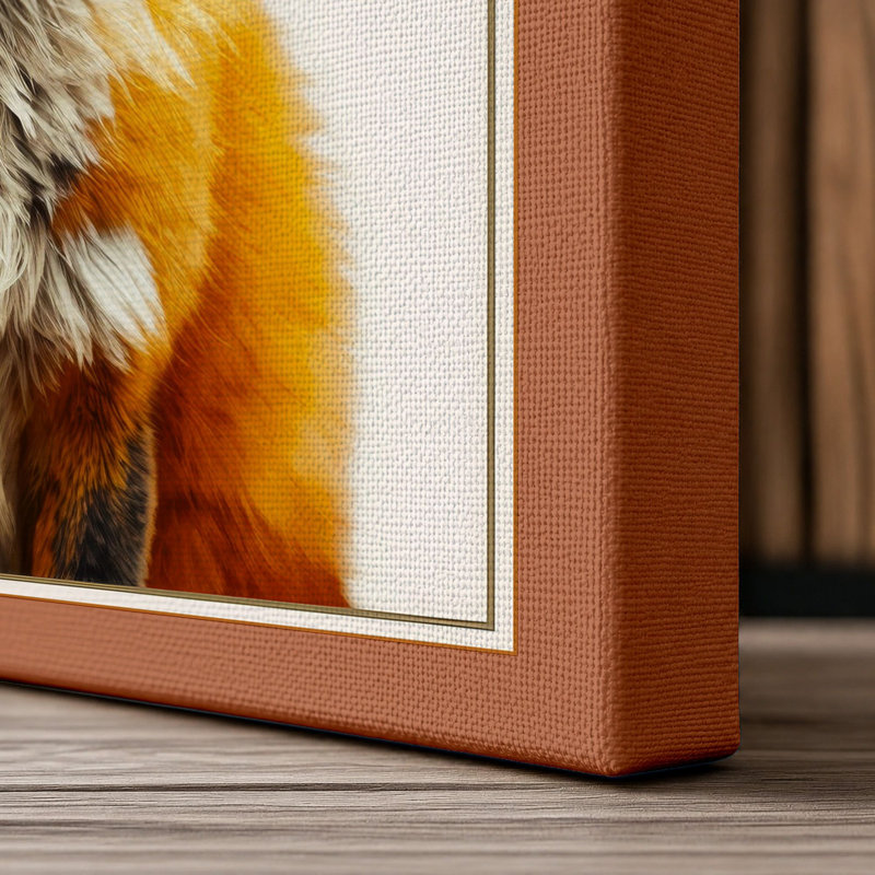 Fox Portrait Boho 1 Piece Wrapped Canvas Wall Art, 24x16 - 61.0 x 40.6 cm, Terracotta Border