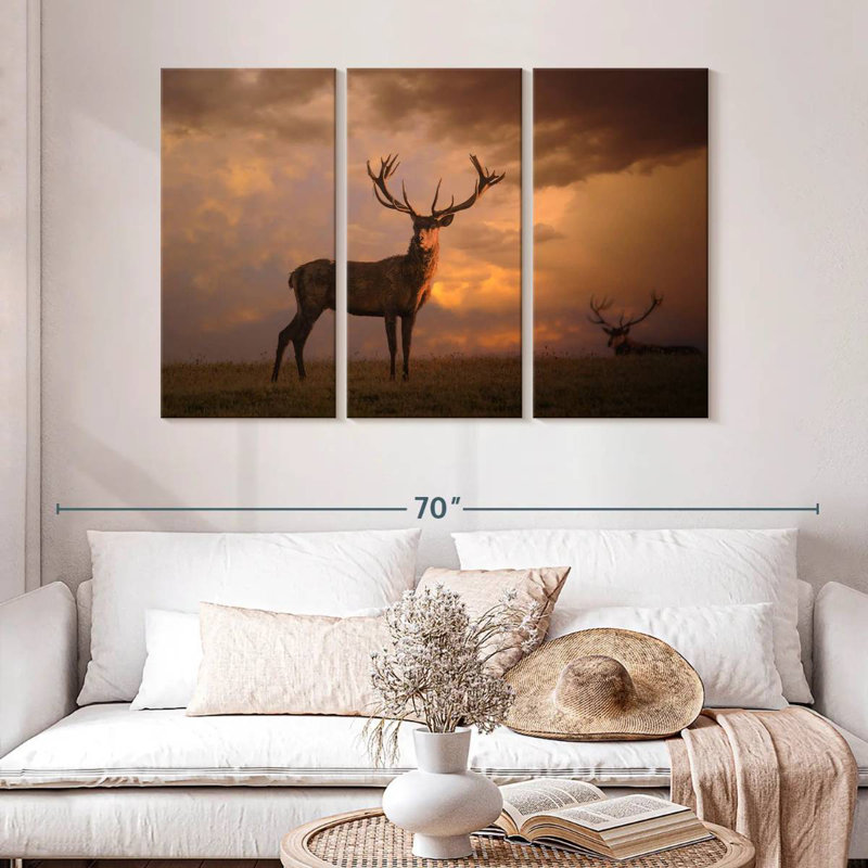 Brampt Sunset Deer, 32" H x 50" W