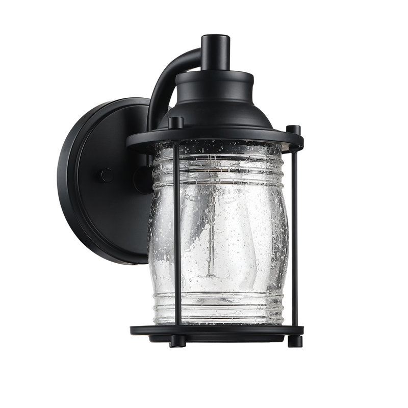 Lanterne murale d'extérieur mat en verre grainé 1 lumière