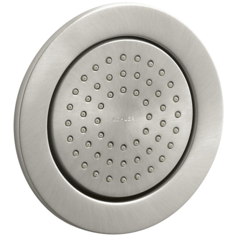 WaterTile Round Body Spray with Masterclean Spray Nozzle, Vibrant Brushed Nickel