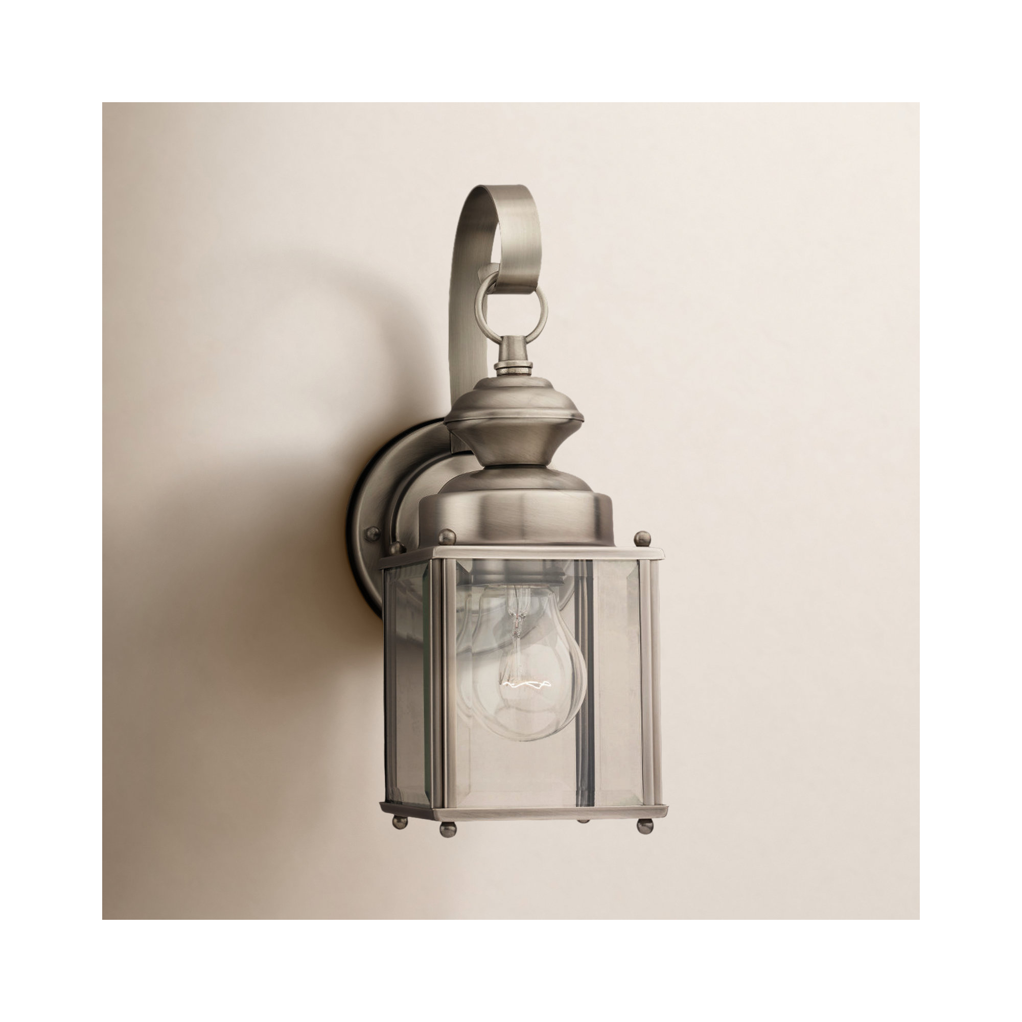 Tiernan Single Light Outdoor Aluminum Wall Light, Antique Brushed Nickel