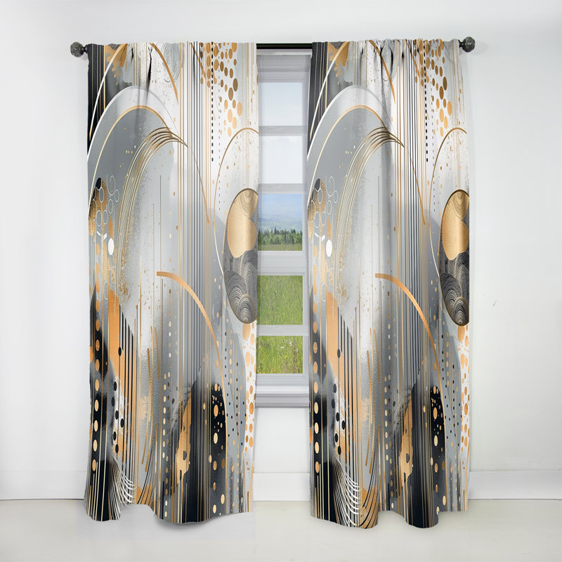 Gayora - Shapes And Lines Abstract Marble I - Abstract Marble Curtain - Velvet Room Darkening - 1 panel, 52" W x 84" L