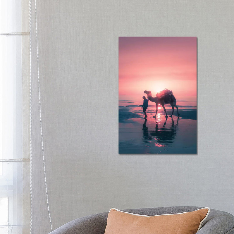 Sunset Camel by Jaxon Roberts - Wrapped Canvas Print