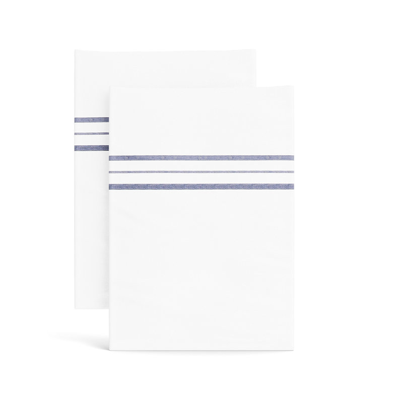 Orleans Pillow Case, King Pillowcase, White Navy