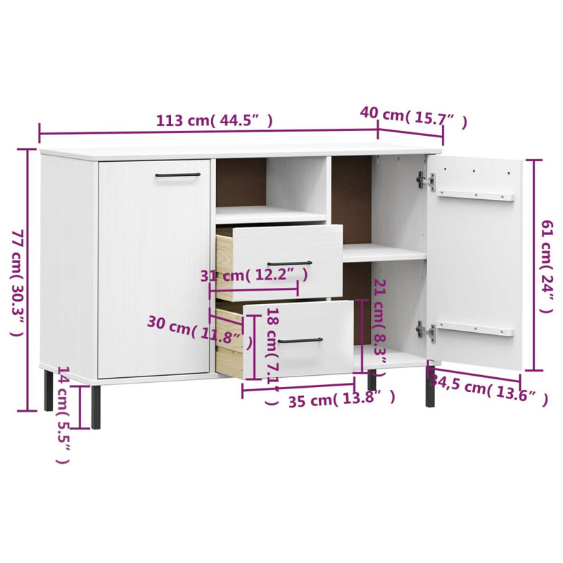 Mascud 113cm Sideboard, White