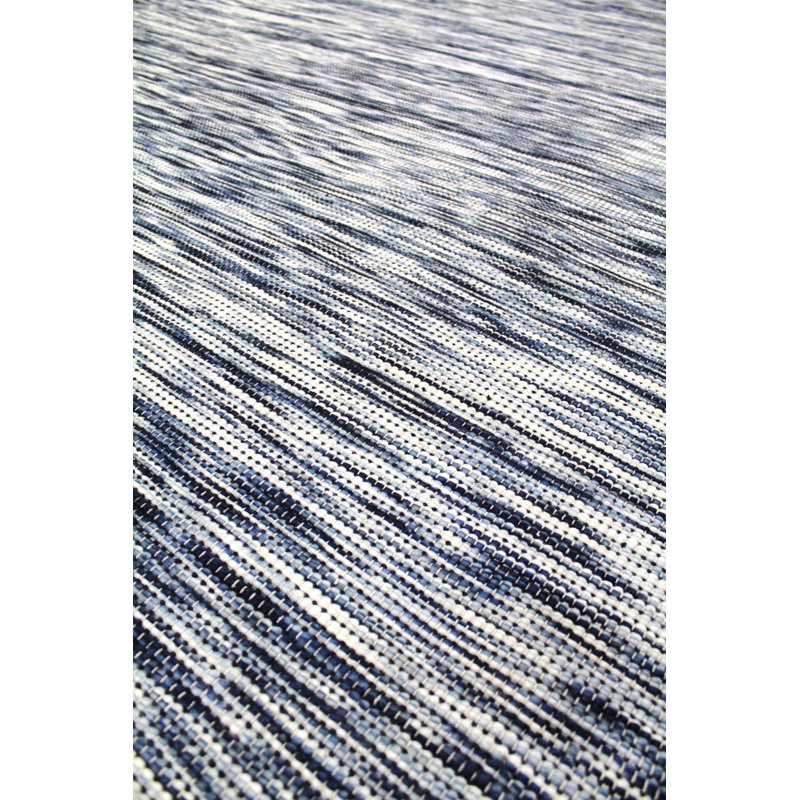 Tapis bleu tissé à la main Baha, Rectangle 6 pi x 9 pi