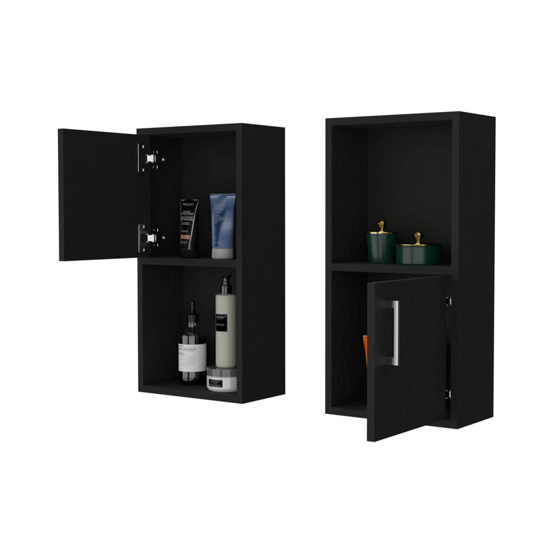 2 armoires à pharmacie avec rangement et tablette ouverte, noir