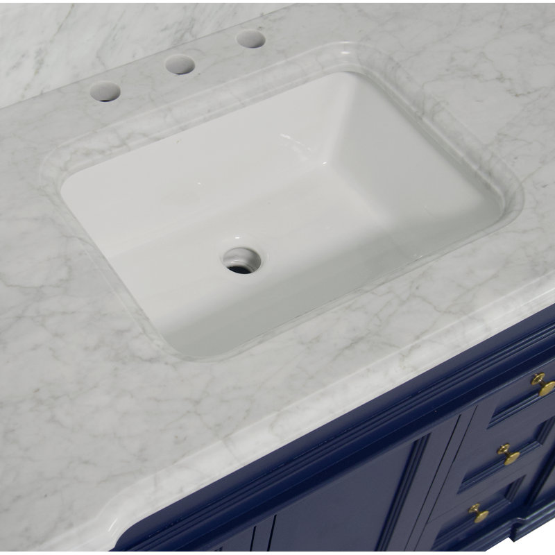 Ensemble de meuble-lavabo simple 42 po Ensa, Marbre de Carrare, Bleu royal