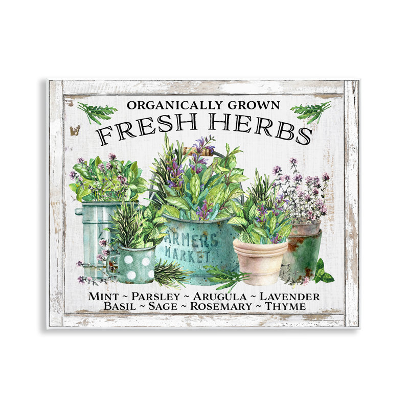 «Organic Fresh Herbs», art mural sur bois par Creatif Belle