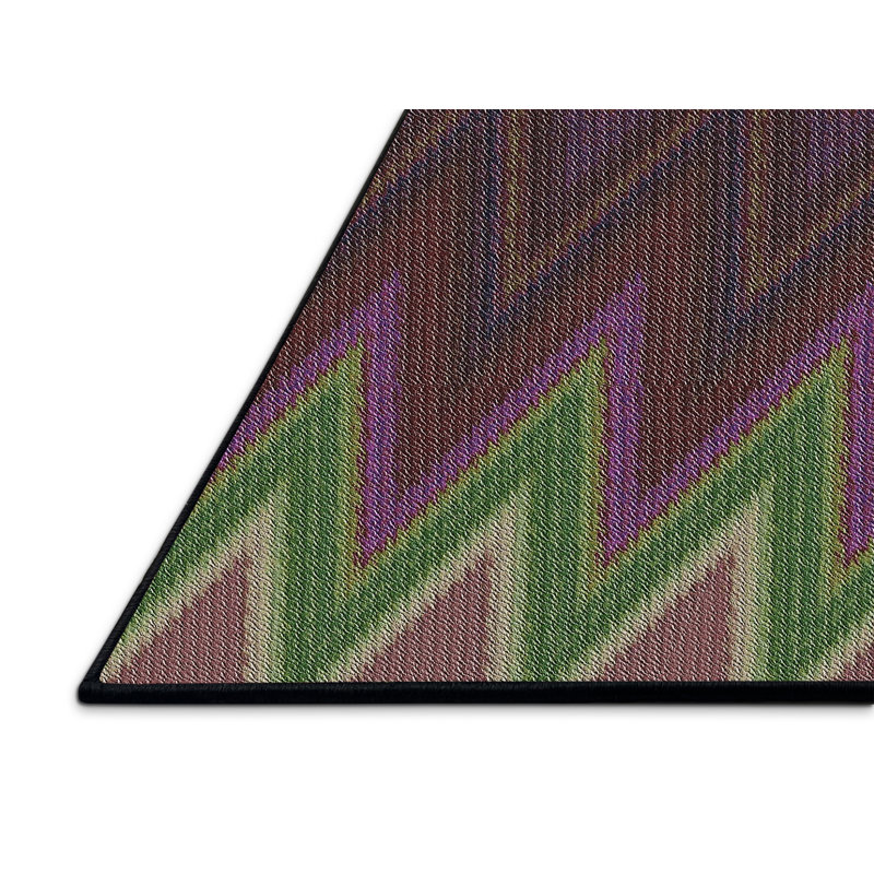 Tapis décoratif vert à chevrons Sankey, Rectangle 4 pi x 6 pi
