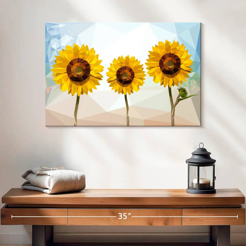 Tournesols géométriques, H 16 po x l 24 po