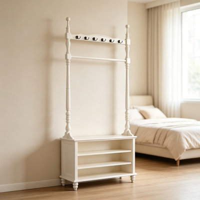White Pine Freestanding Hall Tree Coat Rack