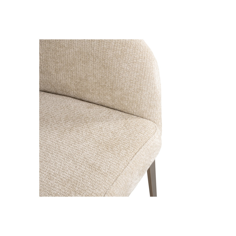 Dining Chair 20'' H Upholstered Metal Armchair, Cream