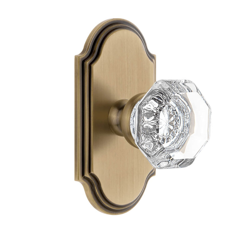 Bouton de porte Chambord avec rosette arquée, Fausse poignée simple, Laiton rétro, Fausse poignée simple