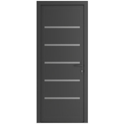 Front Exterior Prehung uPVC Metal-Plastic Door Manux 8415 Antracite Grey Office Commercial and Residential Doors Entrance Patio Garage W36 x H80 Left hand Inswing