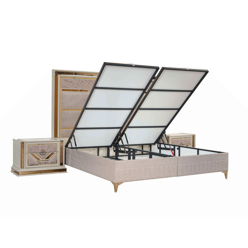 Ensemble de 4 pièces rembourrés Omari en bois et or