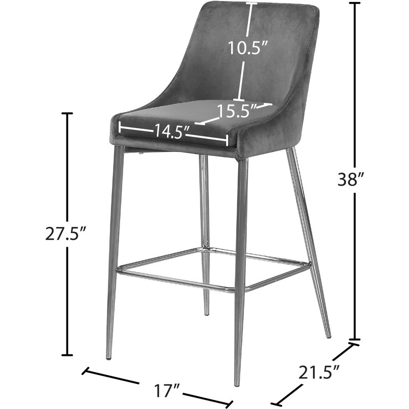 Tabouret de bar 27,5 po Karina, Gris, Chrome chrome