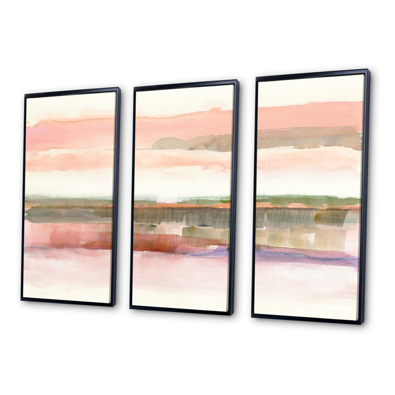 Influence de la ligne et de la couleur - ensemble d'art mural sur toile traditionnel encadré de 3, L 36 po x H 28 po