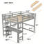 Lit mezzanine avec bureau, tablettes et échelle-1398810902