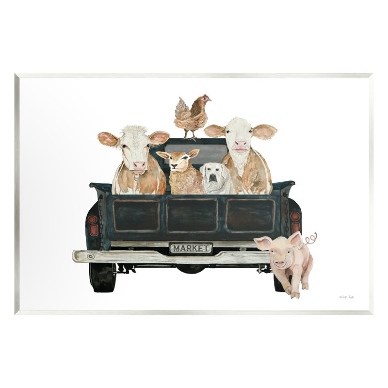 «Stupell Industries Farm Animals in Truck», art mural sur toile par Cindy Jacobs, H 10 po x l 15 po x P 0,5 po