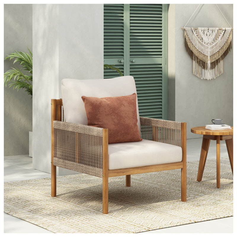 Méridienne d'extérieur moderne avec structure en bois massif - Chaise d'appoint de patio en teck pour jardin et balcon