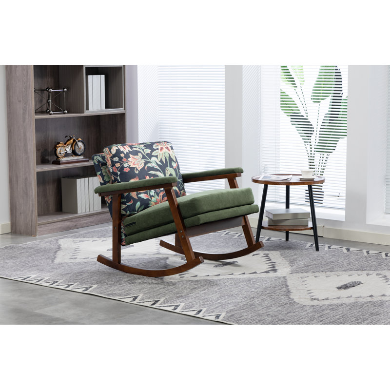 Chaise d'appoint Mid-Century moderne, chaise berçante avec structure en bois, chaises de salon rembourrées, fauteuil de lecture pour véranda de chambre à coucher