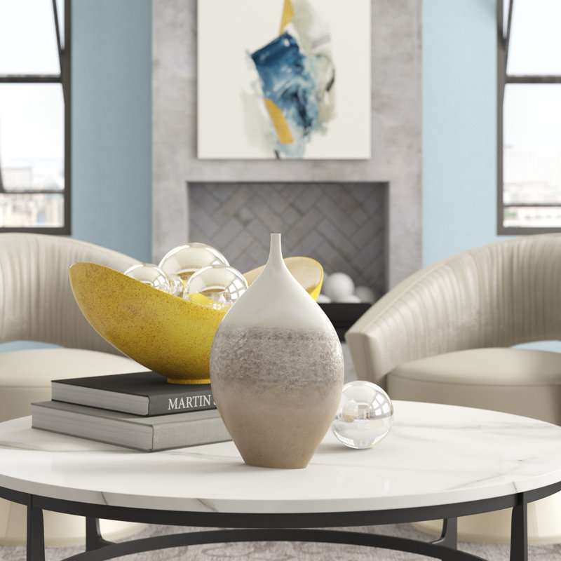 Cream Rises Vase-Wide, 22" H x 13" W x 6" D