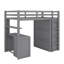 Lit mezzanine simple avec tiroirs intégrés, bureau et garde-robe-1213894657