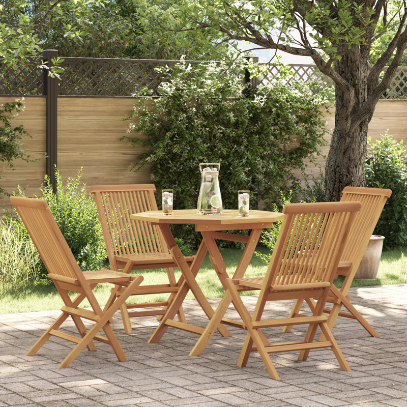 Hinkle 4 - Person Teak Patio Dining Set with