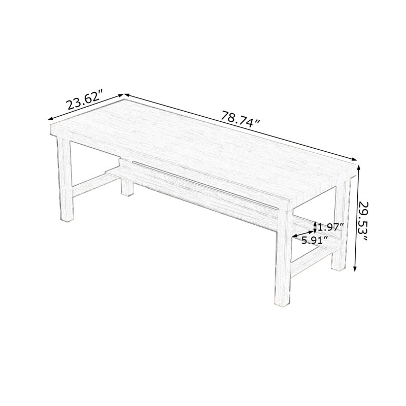 Dark Walnut Rectangular Solid Wood desks, 29.53" H x 78.74" W x 23.62" D