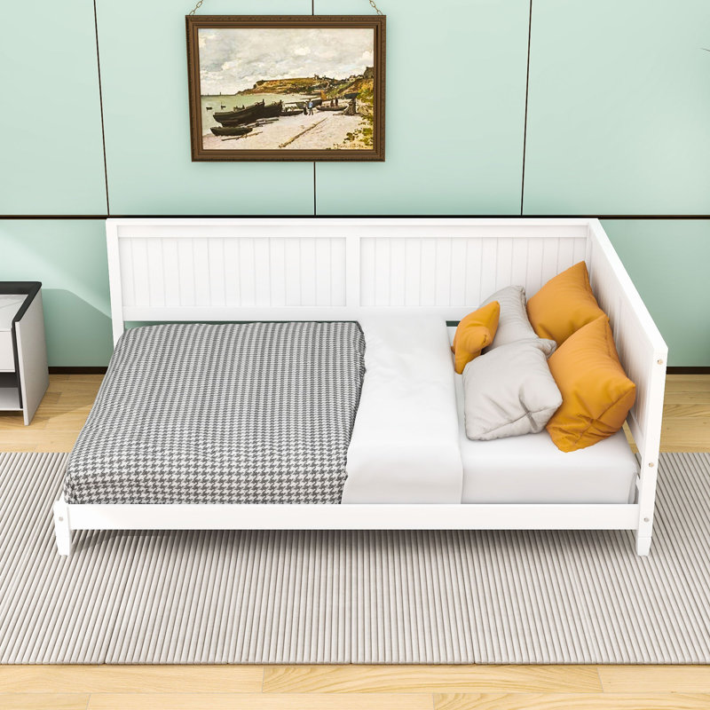 Lit de jour pleine grandeur Mid-Century, Blanc, Double