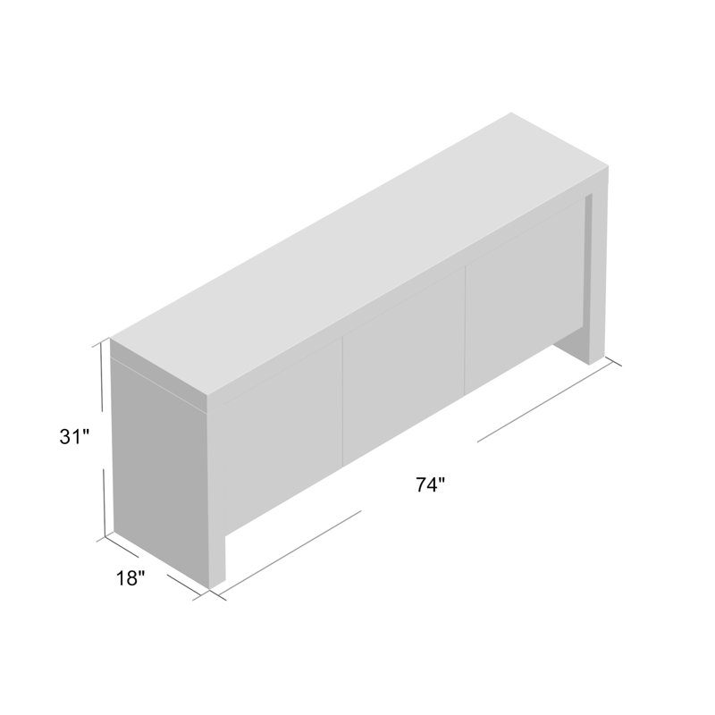 Debbera 74 " W Sideboard, Concrete / Pure Black