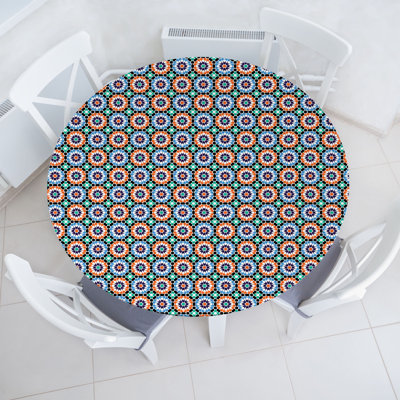 Bungalow Rose Moroccan Fitted Round Tablecloth Diameter Multicolor