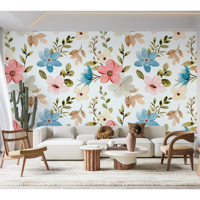 Papier peint de qualité supérieure - Motif floral, L 96 po x l 120 po