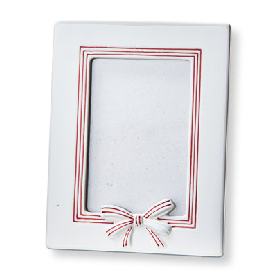 Bow Photo Frame White Ceramic Christmas 4x6