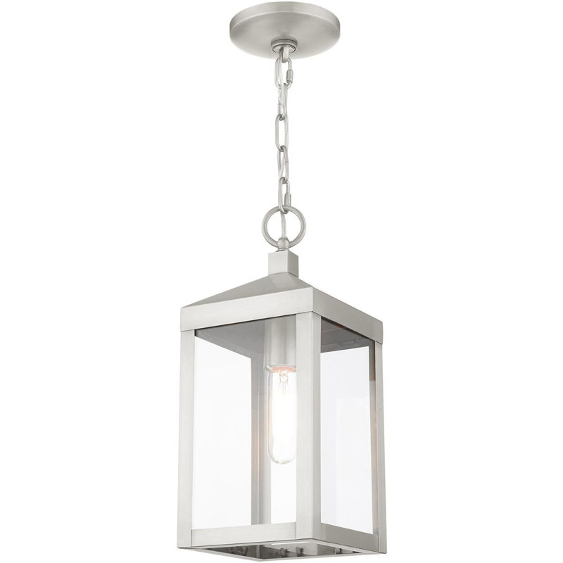 Luminaire extérieur lanterne 6,25 po avec abat-jour en verre transparent, Nickel brossé
