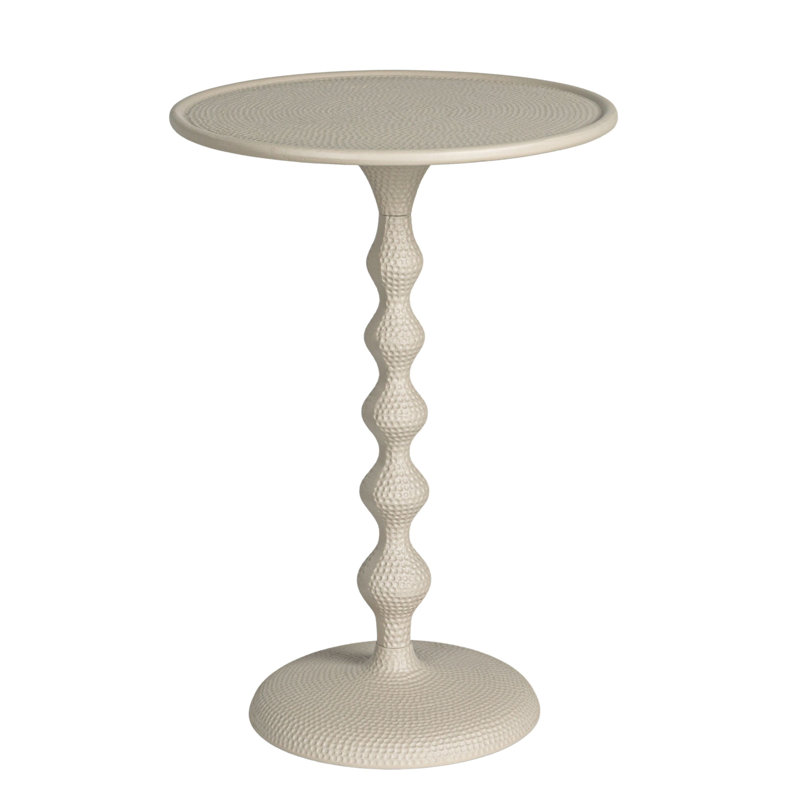 Alexander Hammered Metal Table, White, White