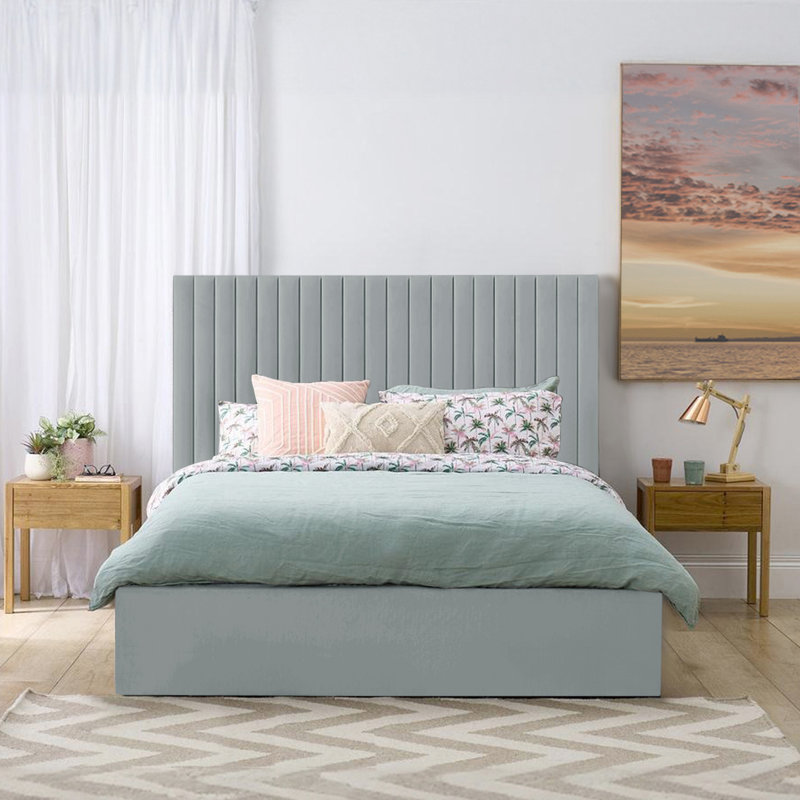 Maletha Upholstered Ottoman Storage Bed, Double (4'6), Grey