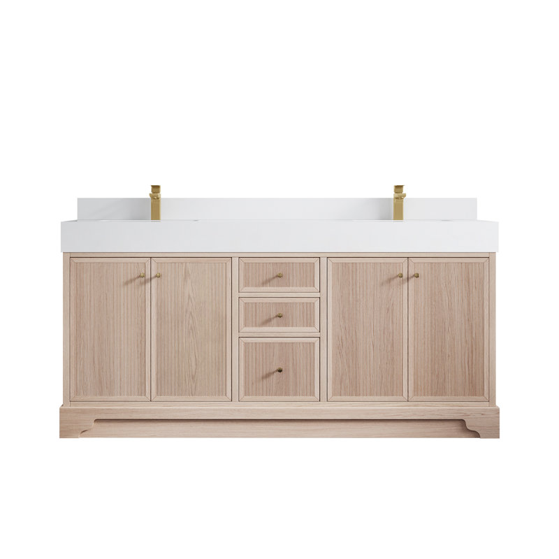 72'' Double Bathroom Vanity with Quartz Top, White
