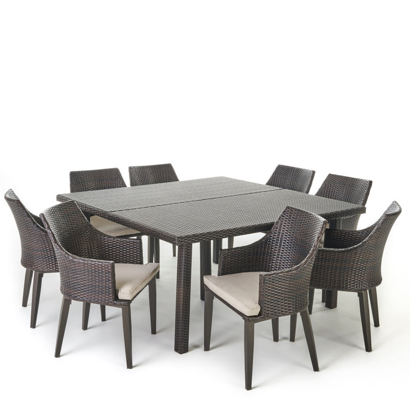 Ensemble repas 9 pièces avec coussins Murdock, Brun multi